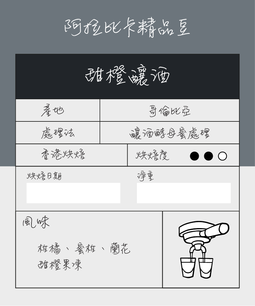 單品意式豆 | 哥倫比亞 | 甜橙釀酒 | 花香果香 | 中烘焙 | 咖啡豆 | 200g