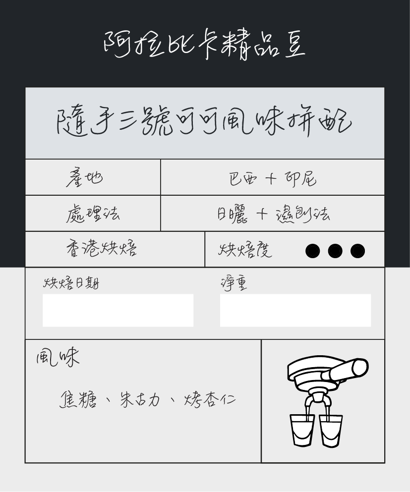 意式豆 | 隨手三號拼配 | 可可風味 | 深烘焙 | 咖啡豆 | 250g